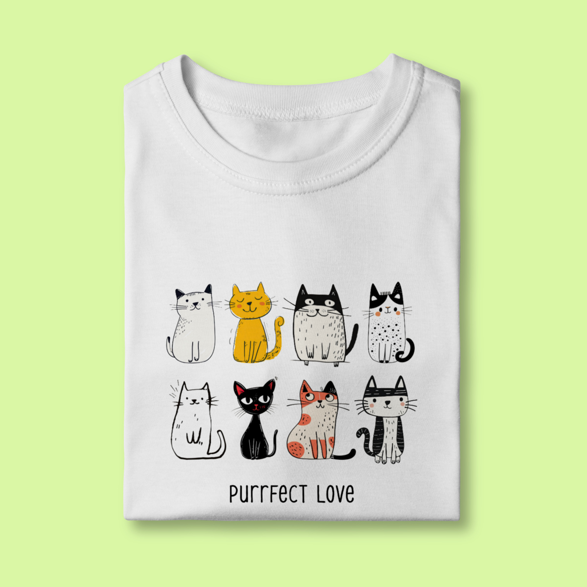 Camiseta INFANTIL - Purrfect Love Gatinhos Diversos