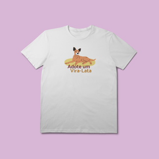 Camiseta Premium Adote um Vira-Lata - 100% Algodão