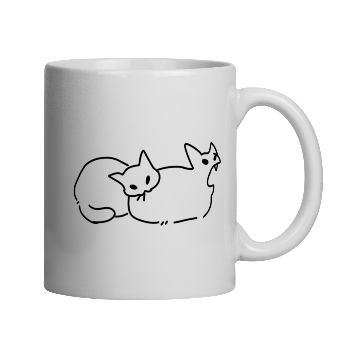 Caneca Porcelana - Gatinho mordendo minimallista