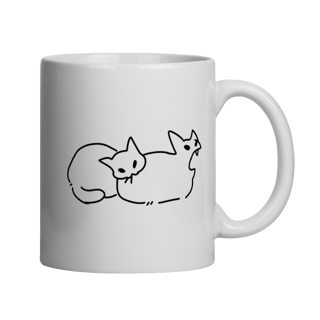 Caneca Porcelana - Gatinho mordendo minimallista