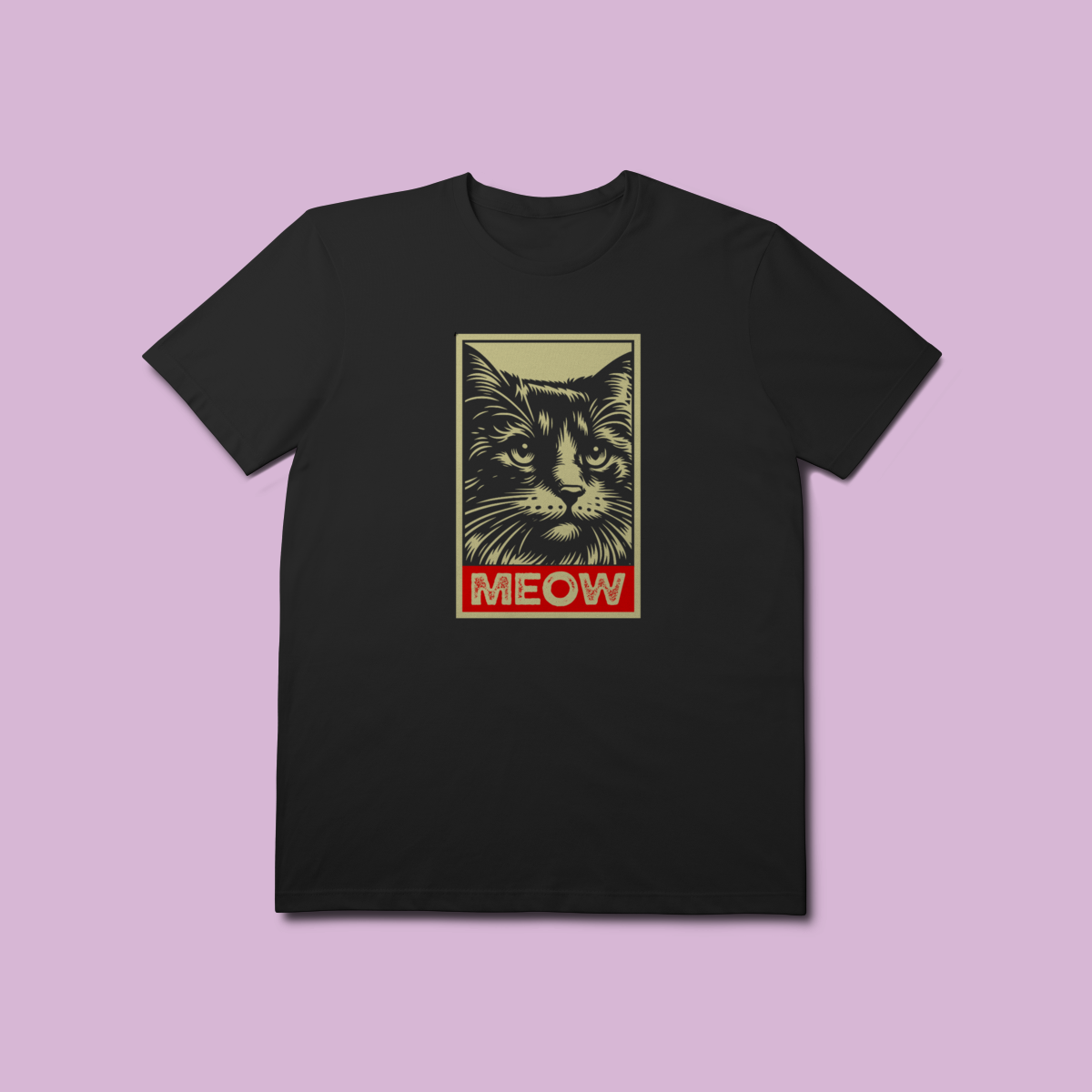 Nome do produto: Camiseta Premium Meow Obey Gato - 100% Algodão