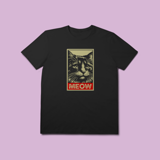 Camiseta Premium Meow Obey Gato - 100% Algodão