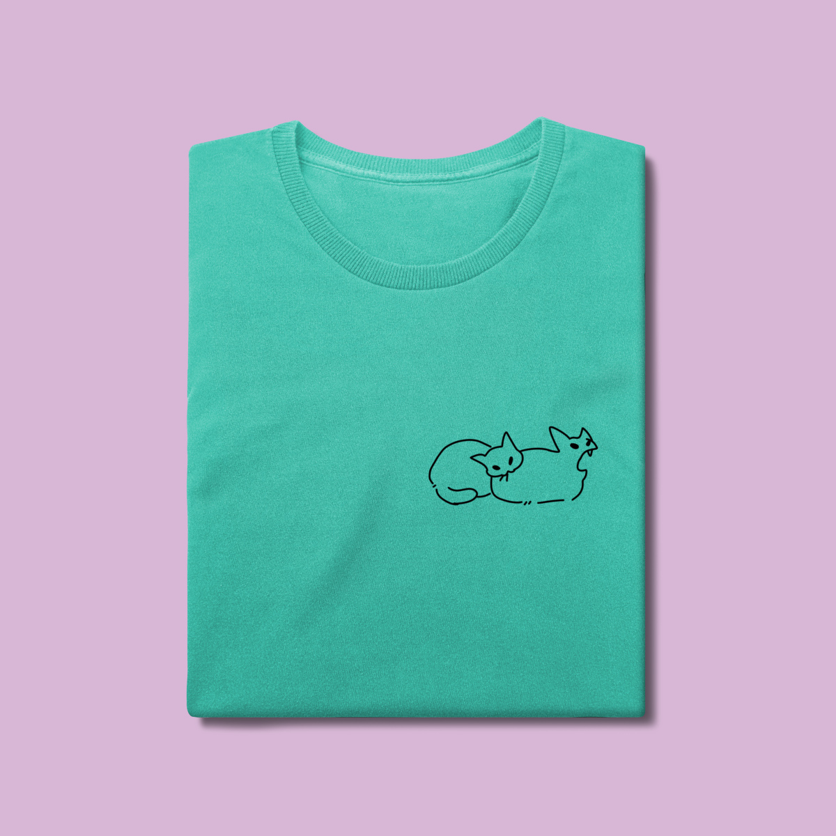Camiseta Estonada - Gatinho Mordendo Minimalista