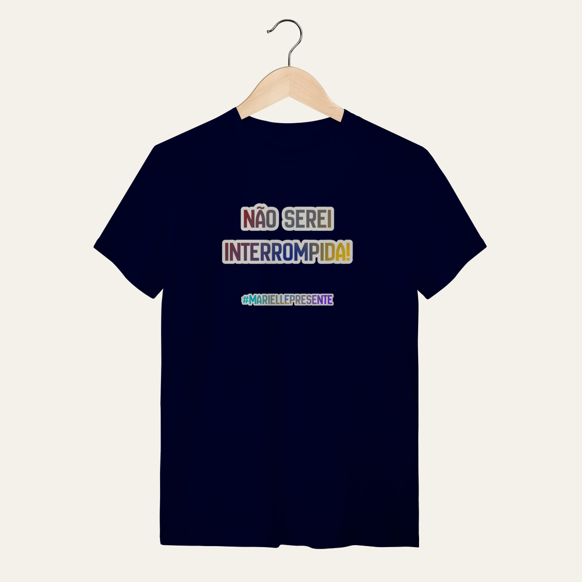 Nome do produto: Camiseta Não Serei Interrompida: Marielle Franco | Voz Ativa  | Algodão 100% (Quality)