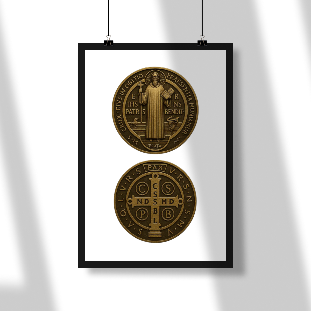 Nome do produto: Poster - Medalha de São Bento - Fundo Branco