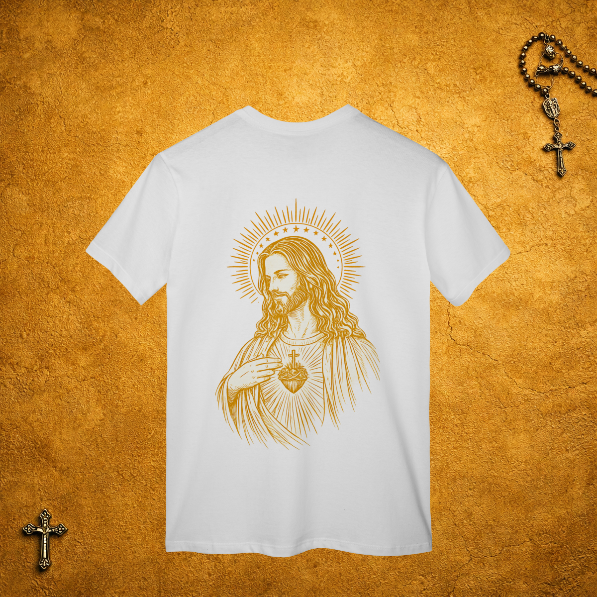 Jesus Cristo Traços Brancos - Costas Dourada