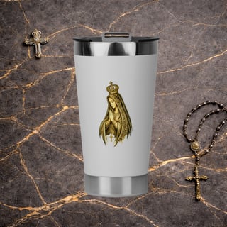 Copo Térmico - Nossa Senhora de Fátima Gold (Preto)