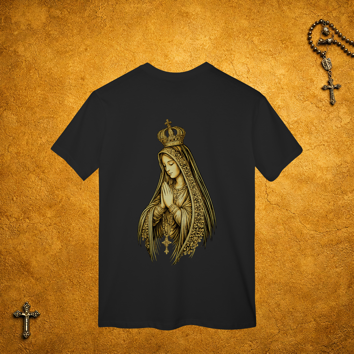 Nossa Senhora Traços Pretos - Costas Dourada