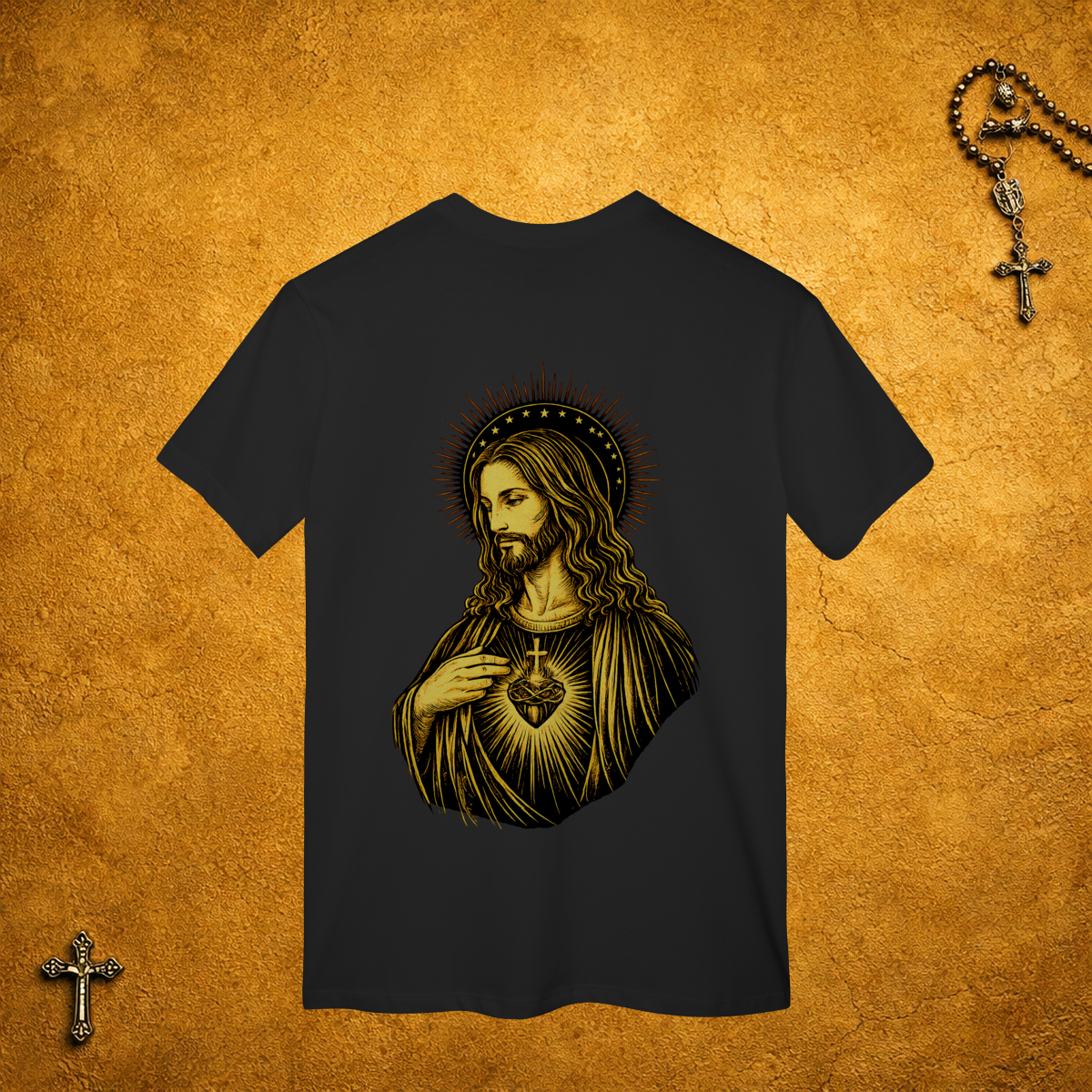 Jesus Cristo Traços Pretos - Costas Dourada