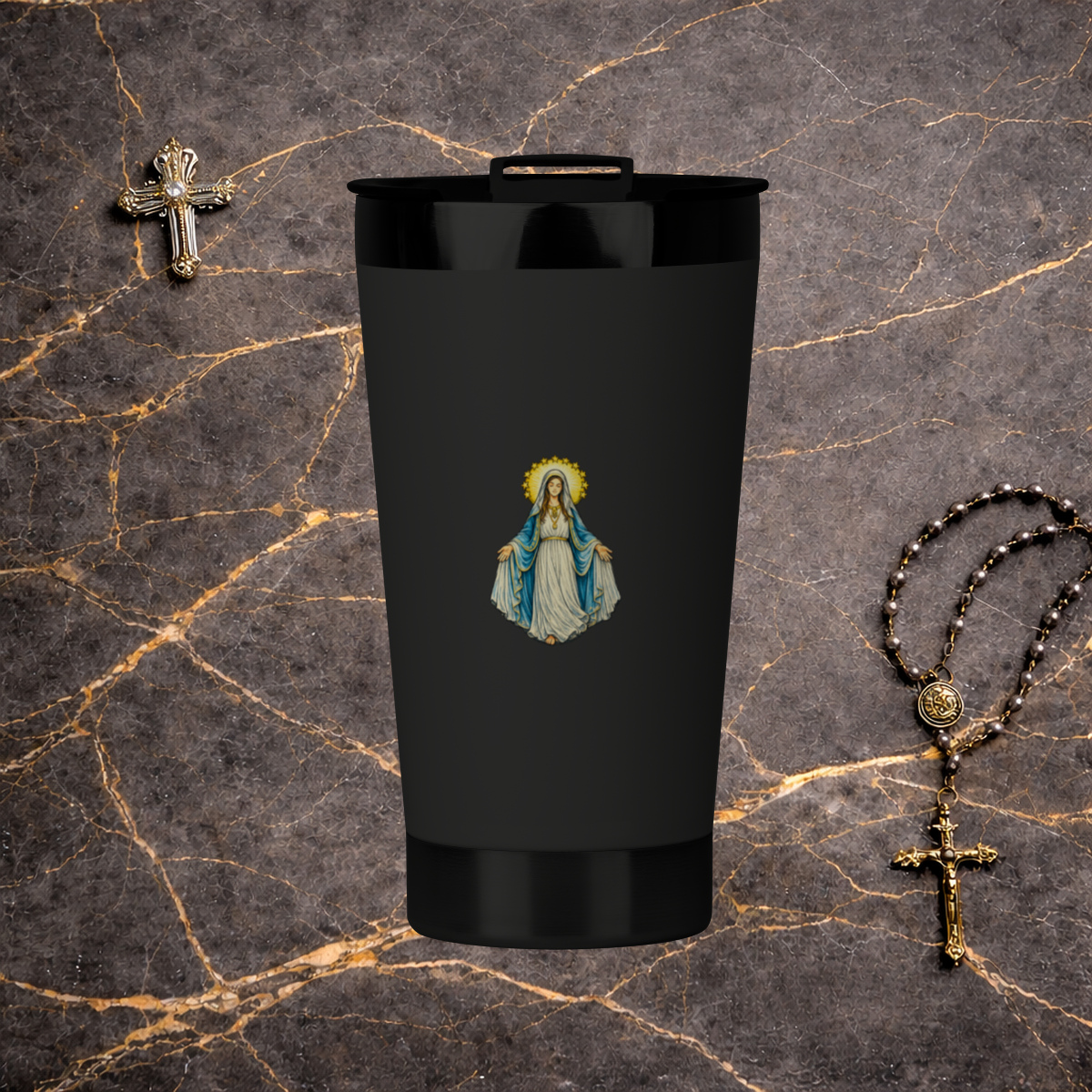 Copo Térmico - Nossa Senhora das Graças (Preto)