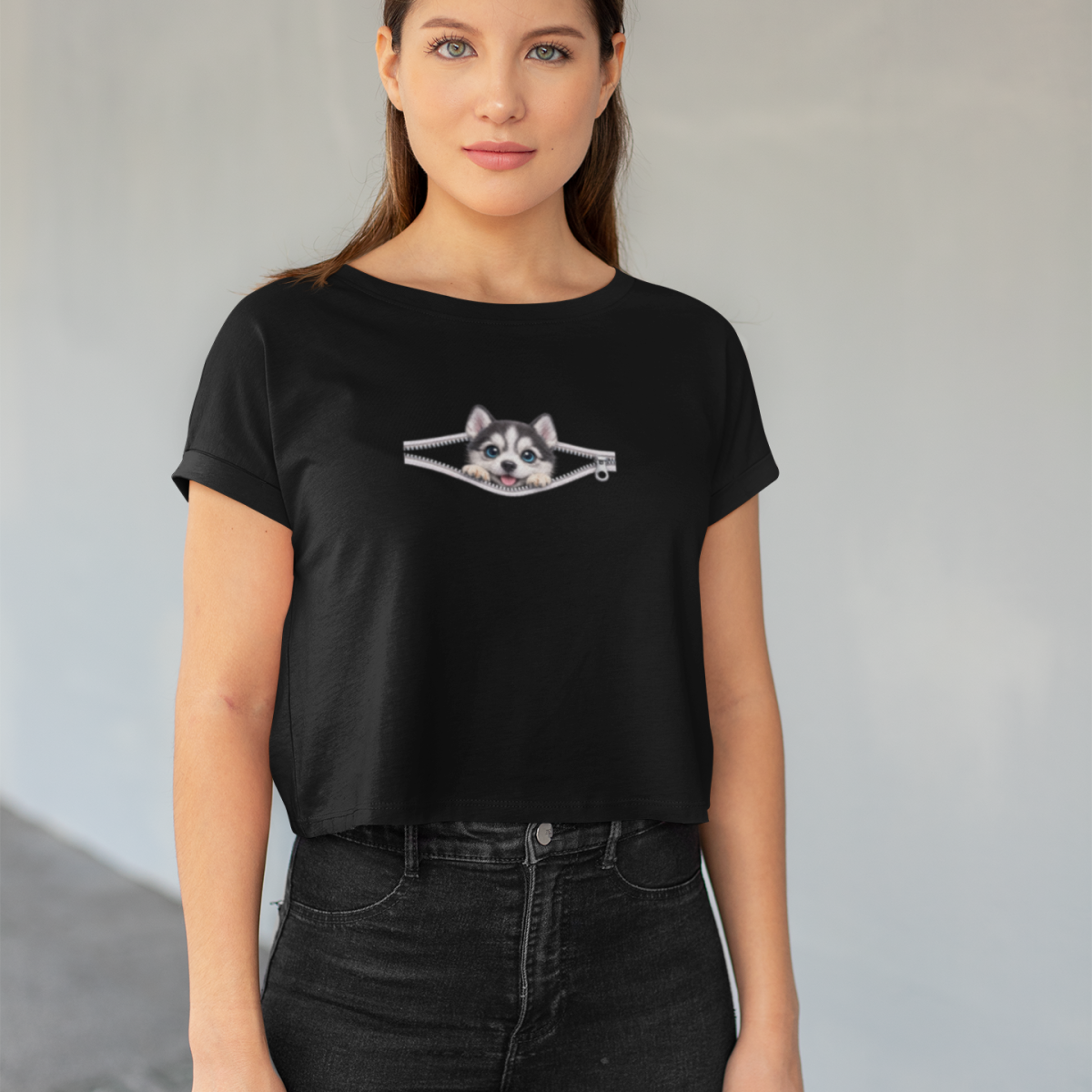 Cropped ZIP PETS – Cute Puppy Husky