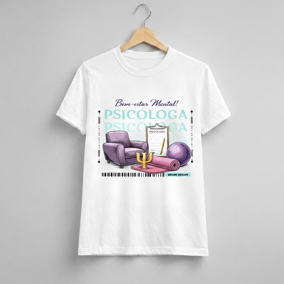 Camiseta Baby Long Feminina BRUMI – Psicóloga: Bem-Estar Mental (BK002)