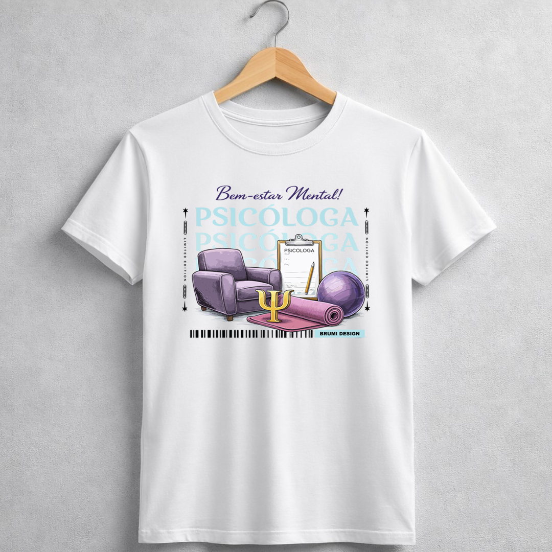 Camiseta BRUMI – Psicóloga: Bem-estar Mental (BK047)