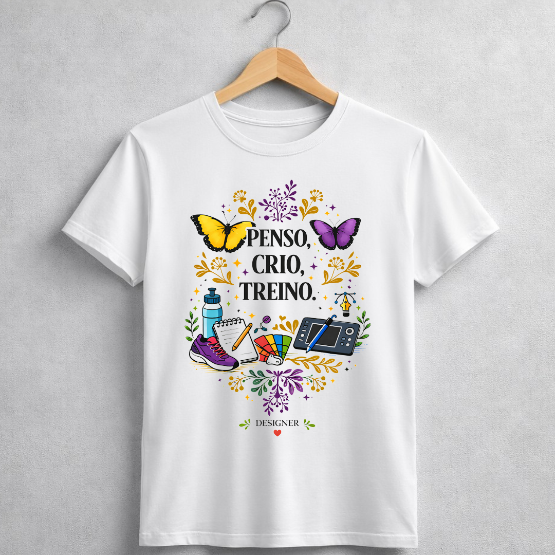 Camiseta BRUMI – Designer: Penso, Crio, Treino (BK051)