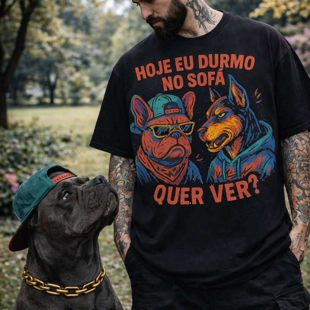 A T-shirt “Hoje Eu Durmo no Sofá, Quer Ver
