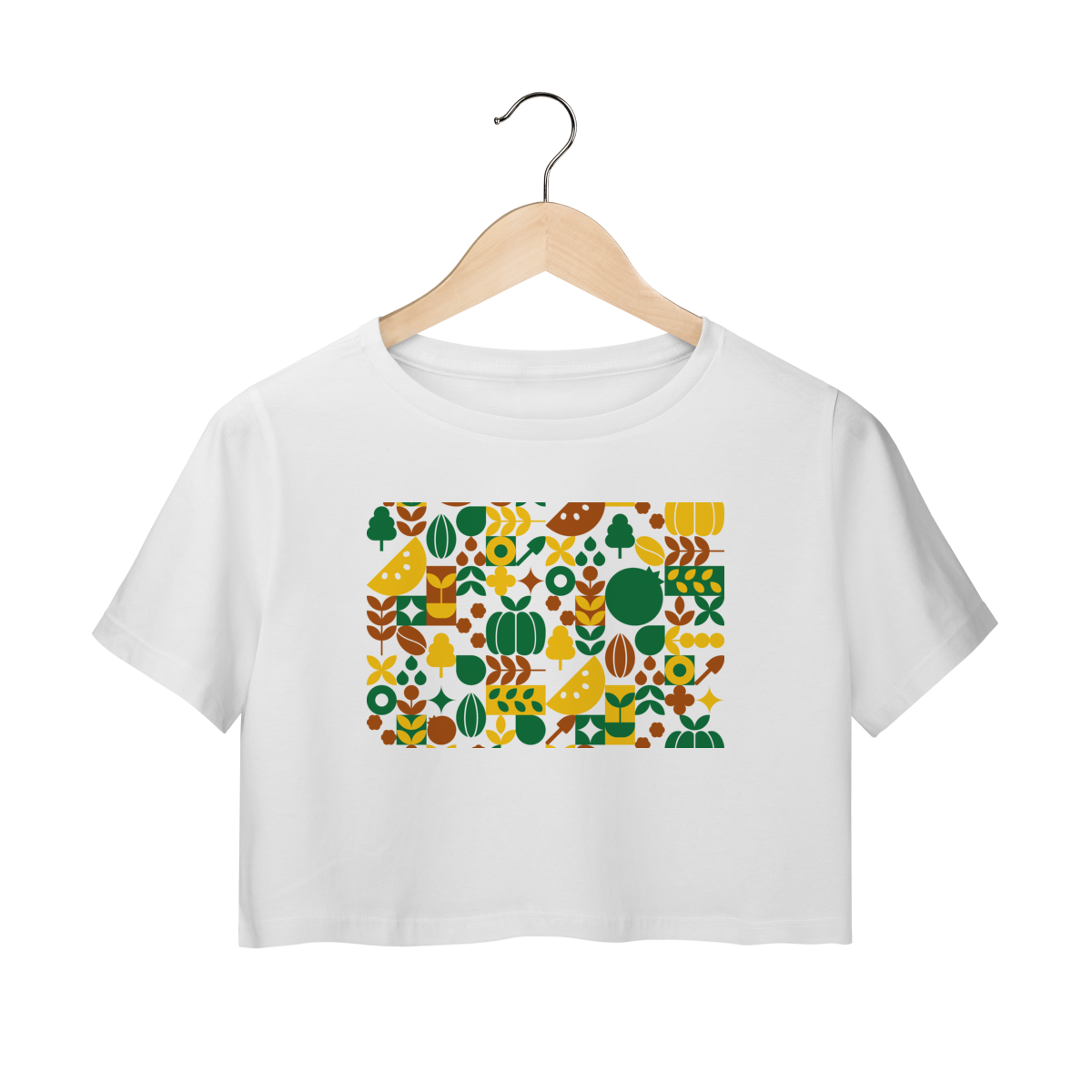 Camiseta cropped estampa natureza