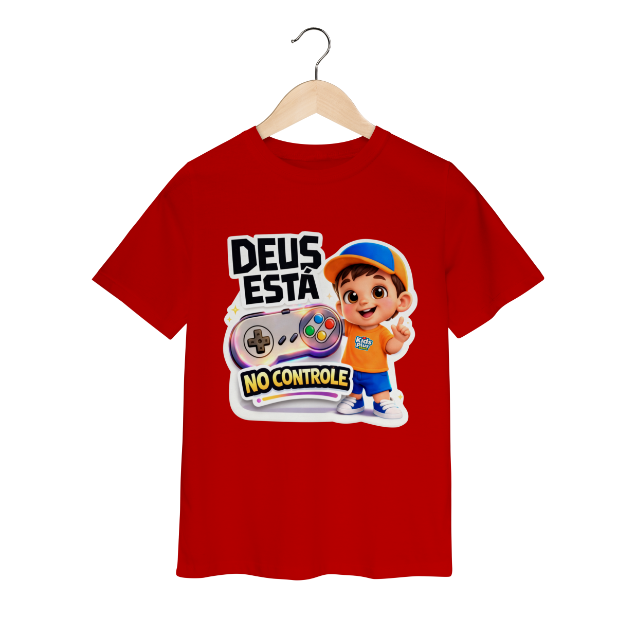 Camiseta Infantil Deus Está no Controle – Gael Kids Plus – Kids Plus Kidswear