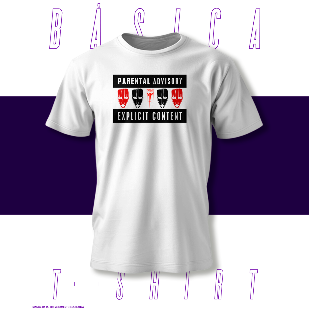 Camiseta Básica - Parental Advisory - Marylin Manson