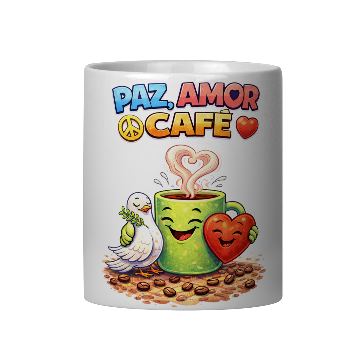 Caneca Paz, Amor e Café