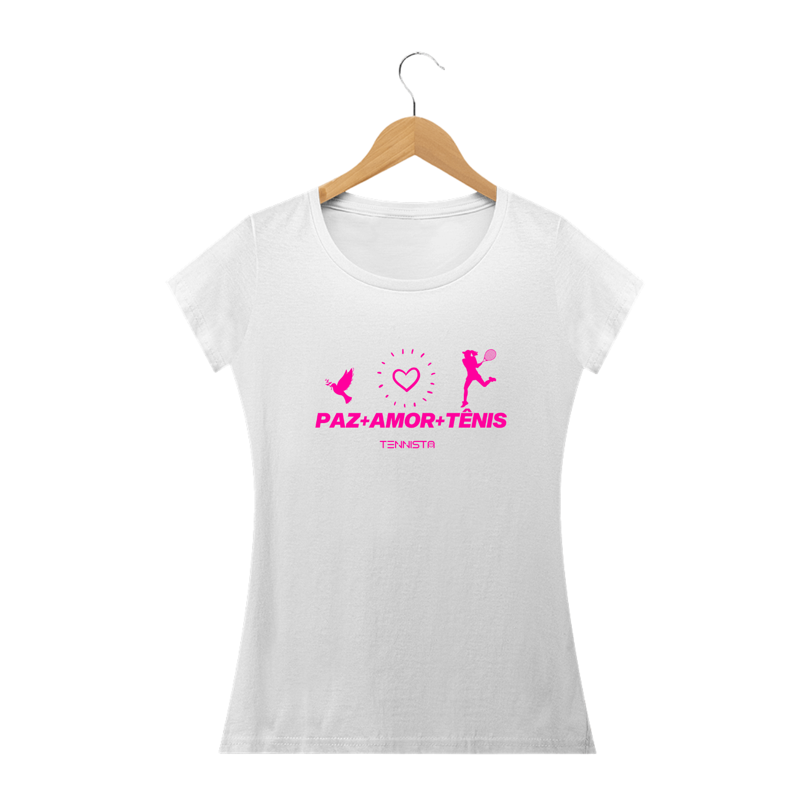 Nome do produto: CAMISETA BABY LONG TENNISTA PAZ+AMOR+TÊNIS
