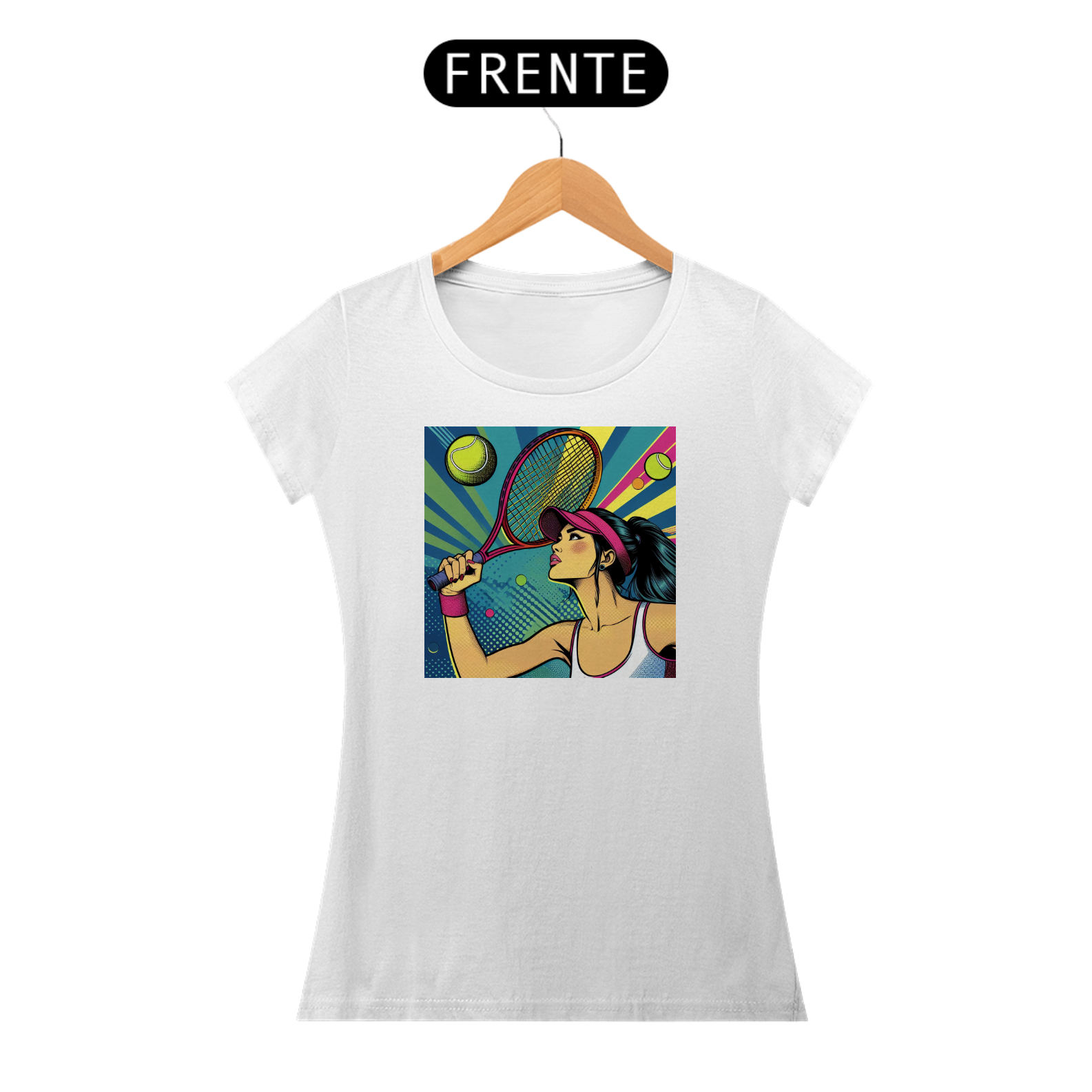 Nome do produto: CAMISETA BABY LONG TENNISTA POP ART COMICS