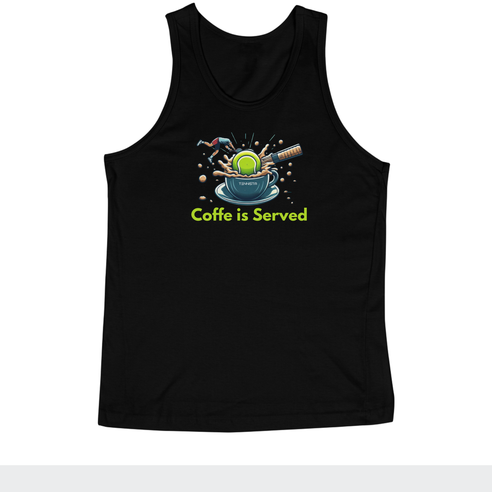 Nome do produto: REGATA TENNISTA \'COFFE IS SERVED\'