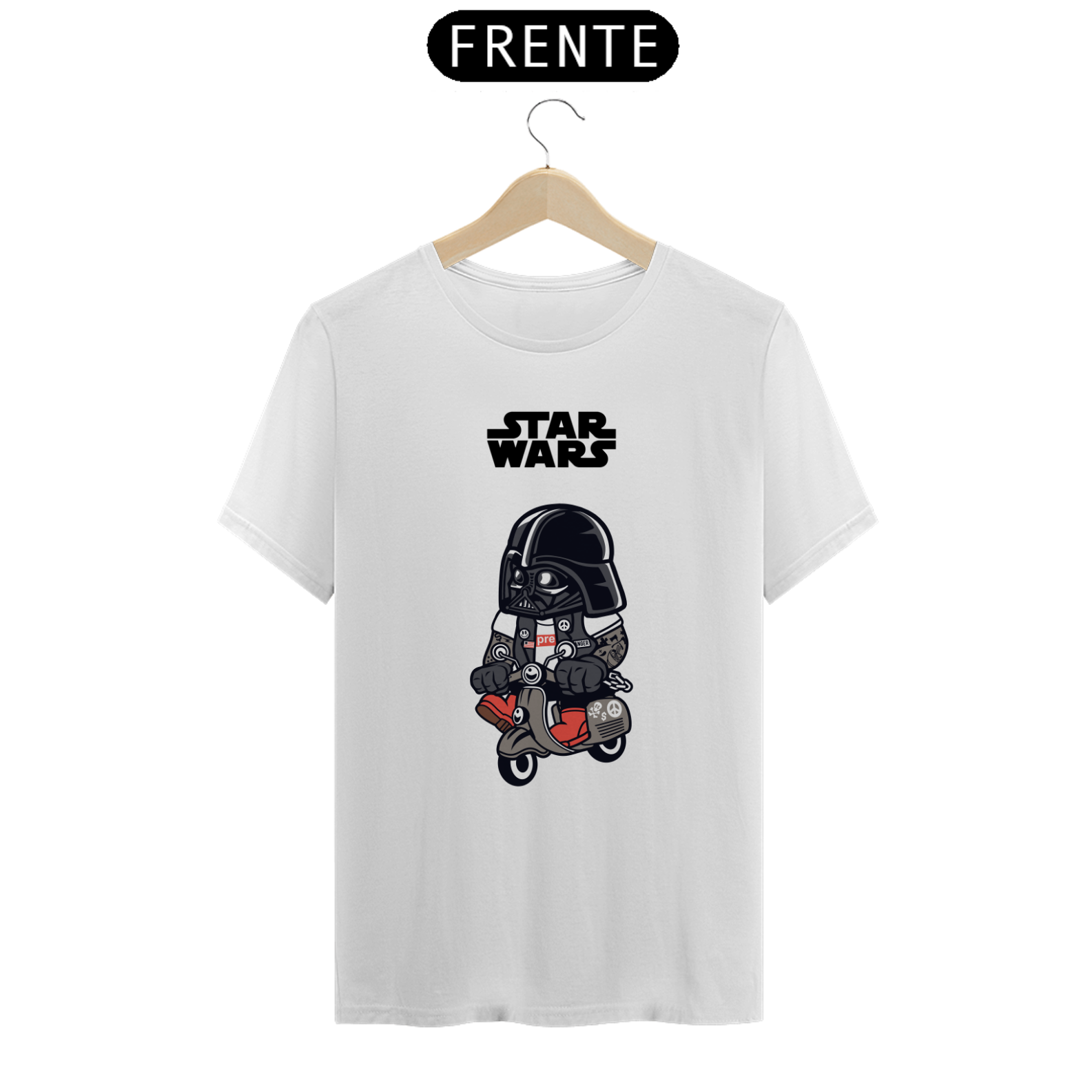 Nome do produto: Camiseta Lord Darth Vader Cartoon Motoqueiro Star Wars Estampado Quality