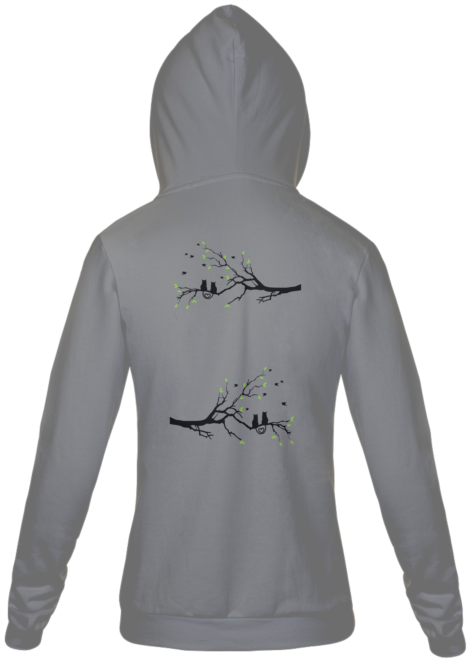 Nome do produto: Jaqueta Moletom Feminino Estampa Velha de Casal de Gatos no Galho 