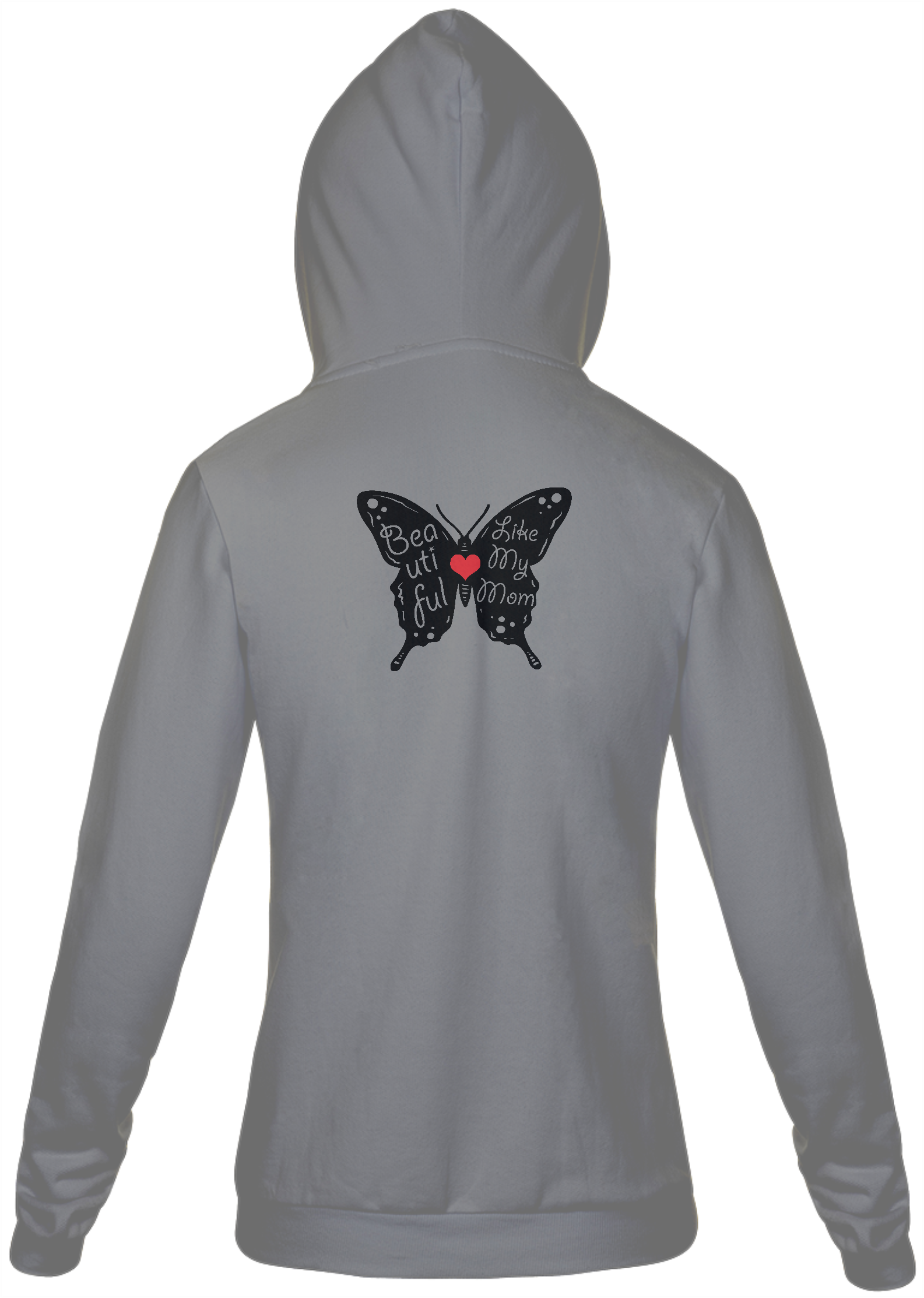 Nome do produto: Jaqueta Moletom Feminino Estampa Borboleta Frase - Beautiful Like My Mom