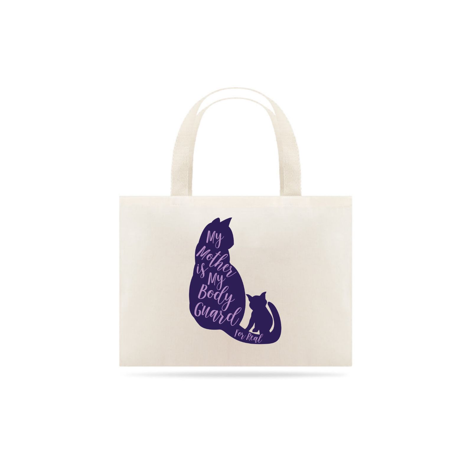 Nome do produto: Eco Bag Grande Estampa Gato - Frase My mother is my body guard for real