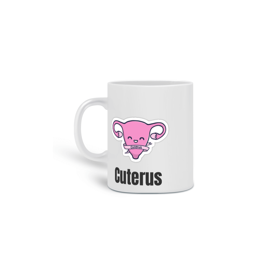 Nome do produto: Caneca Cerâmica Estampa Cuterus - Desenho Útero Fofinho