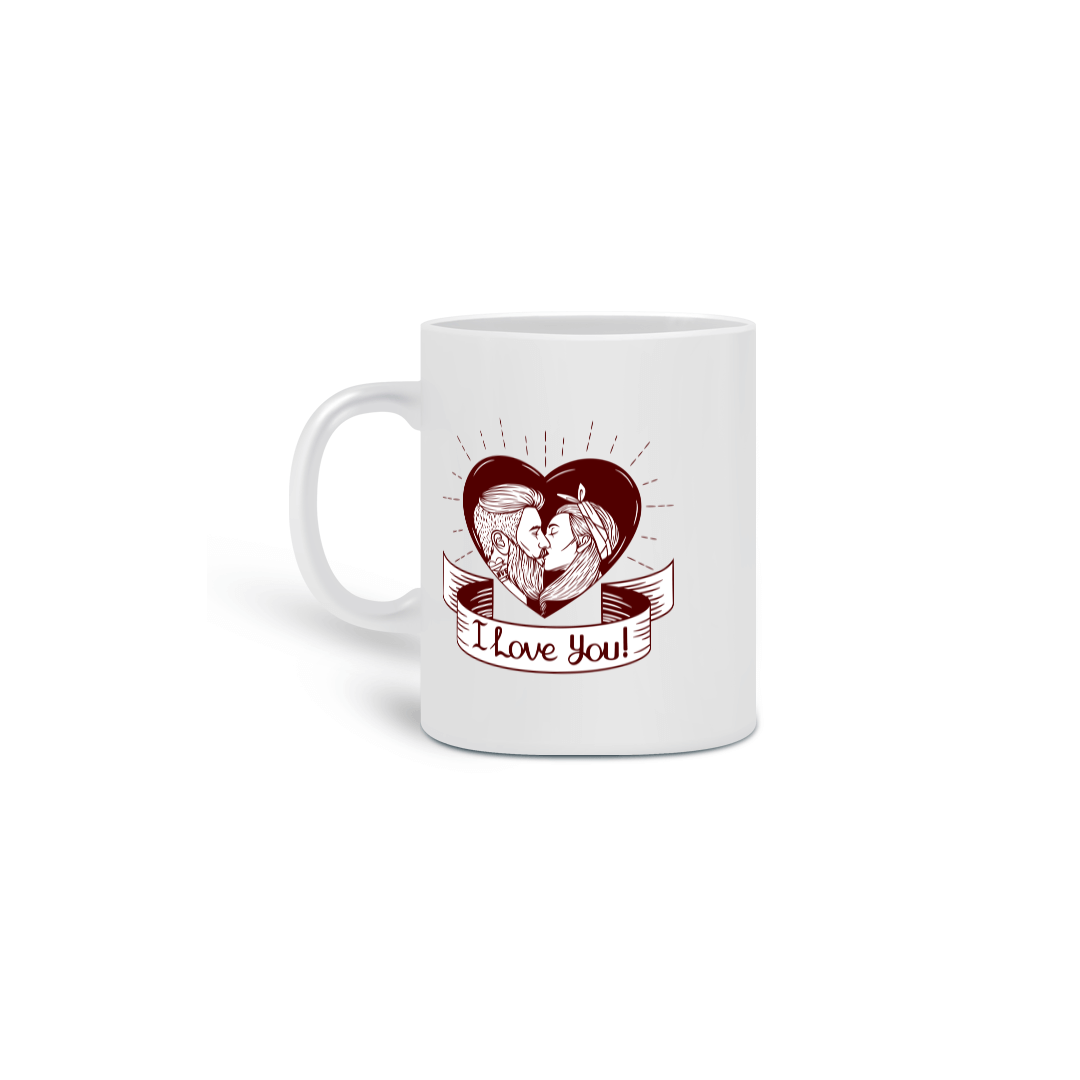 Nome do produto: Caneca Cerâmica Estampa I Love You