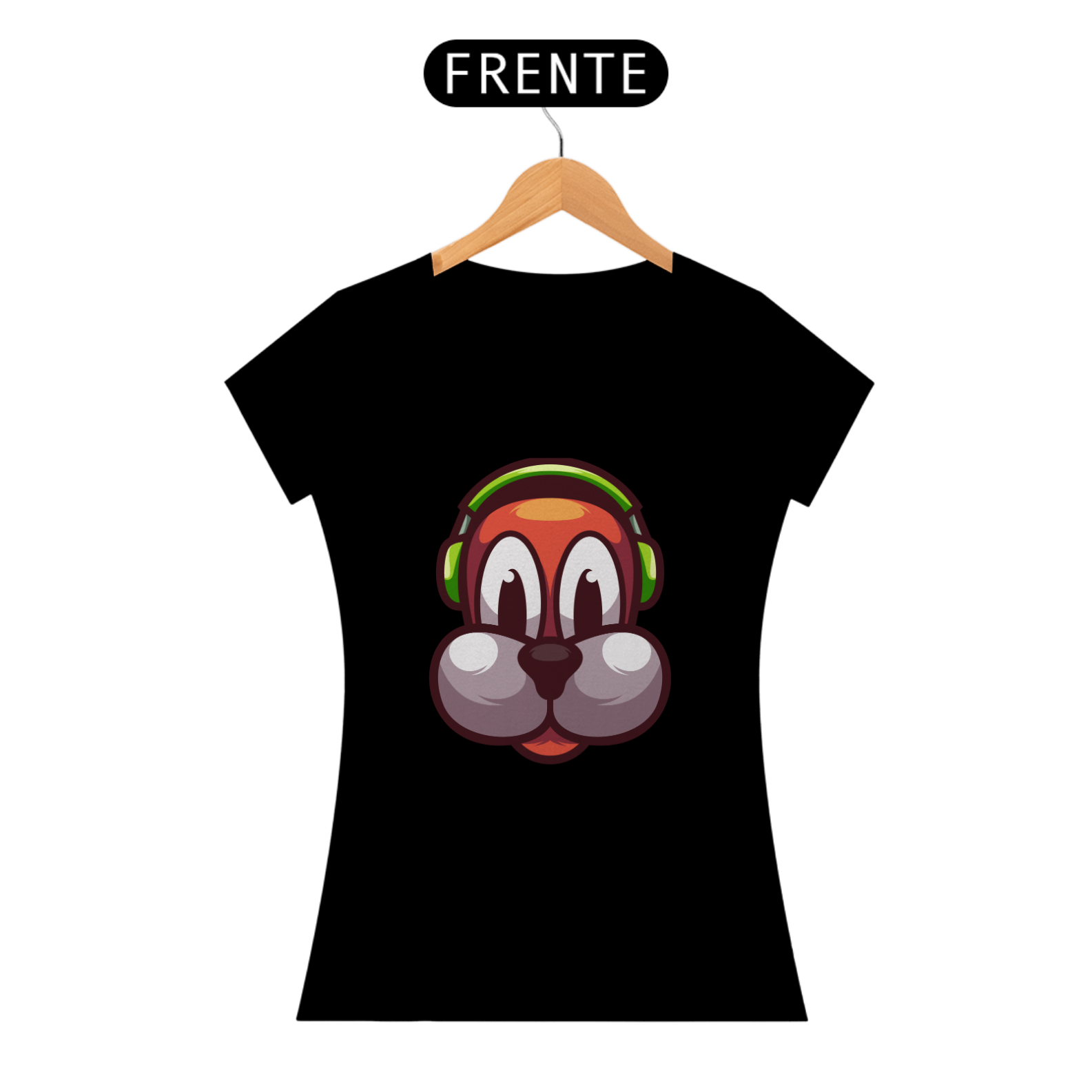 Nome do produto: Camiseta Baby Long Quality Estampa Cachorro com Fone de Ouvido