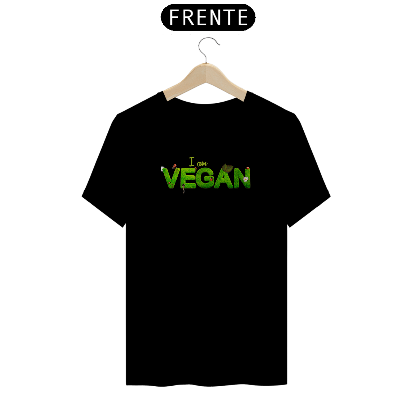 Nome do produto: Camiseta Quality Sou Vegano Estampa Frase I am VEGAN