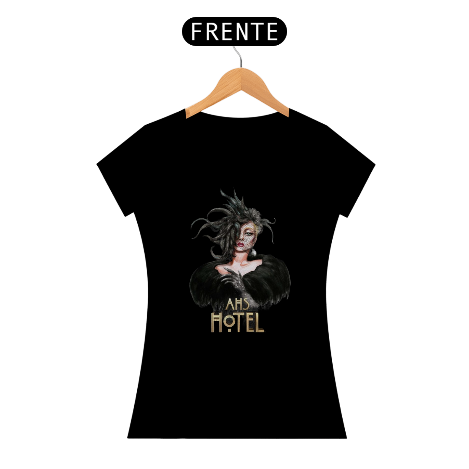 Nome do produto: Camiseta Baby Long Prime Estampa Lady Gaga Série American Horror Story AHS