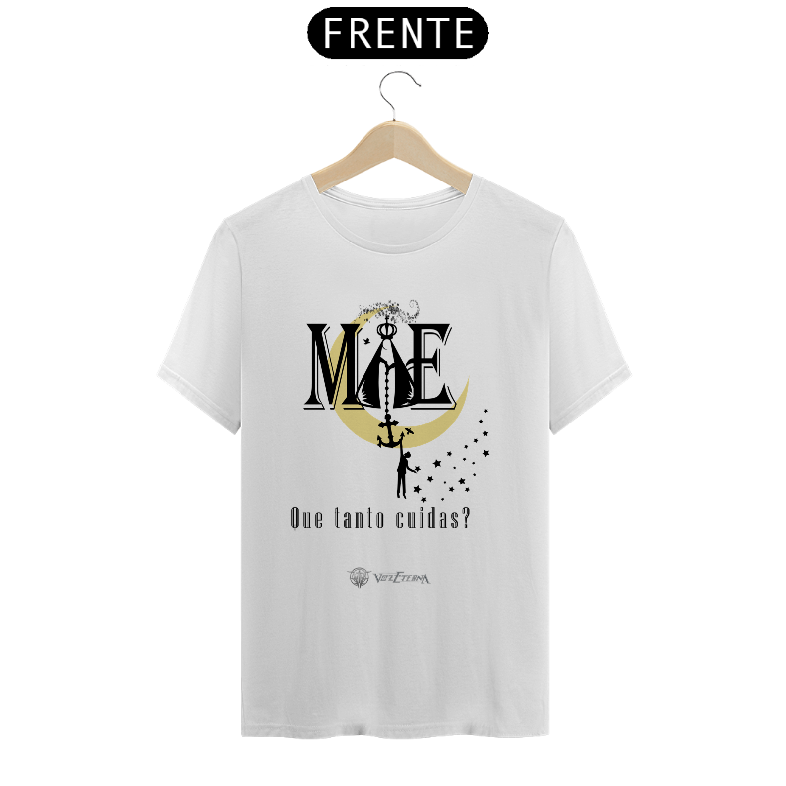 Nome do produto: Camiseta Voz Eterna Mãe Que Tanto Cuidas? Clara