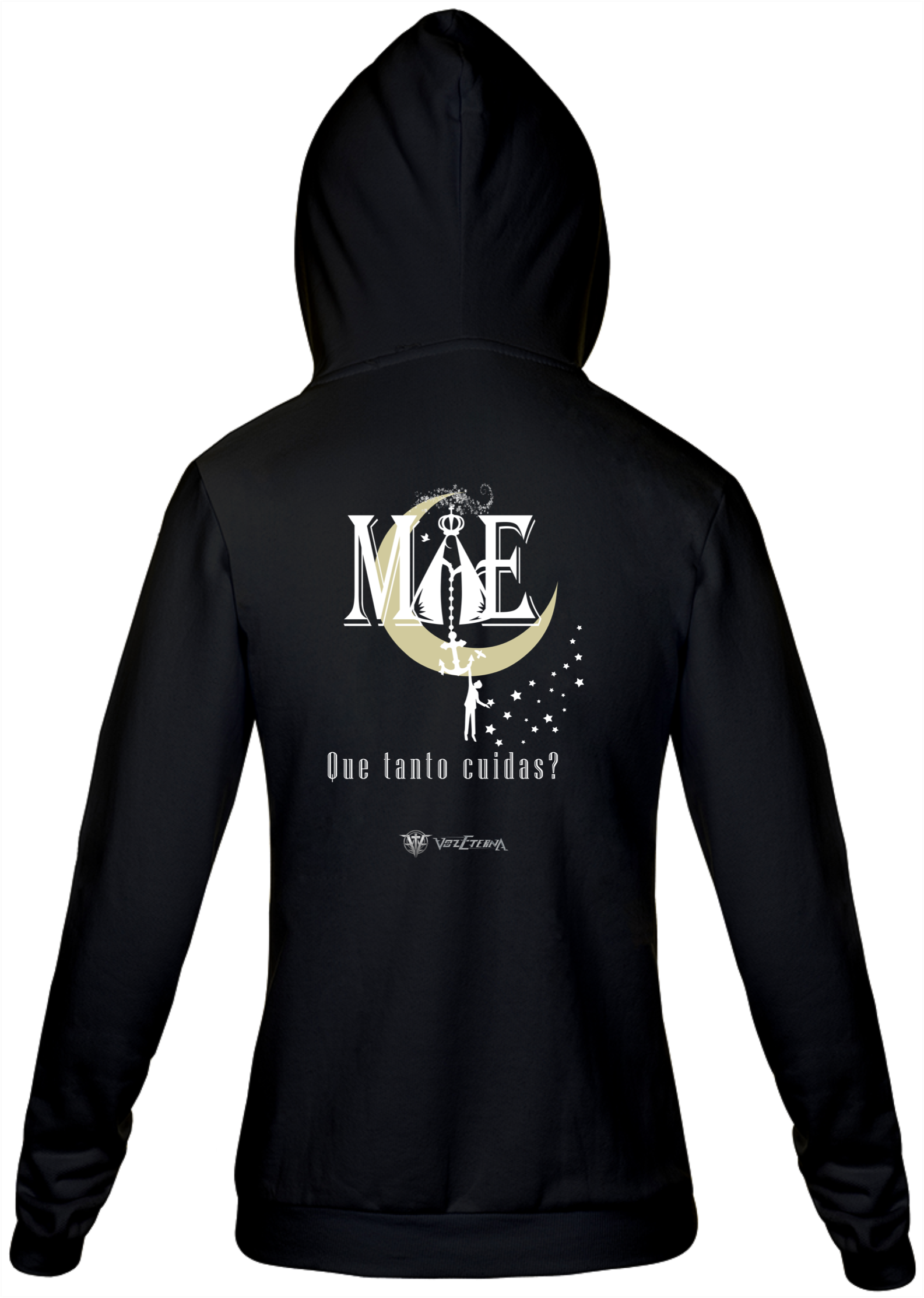 Nome do produto: Moletom Zíper Voz Eterna Mãe Que Tanto Cuidas? Escuro