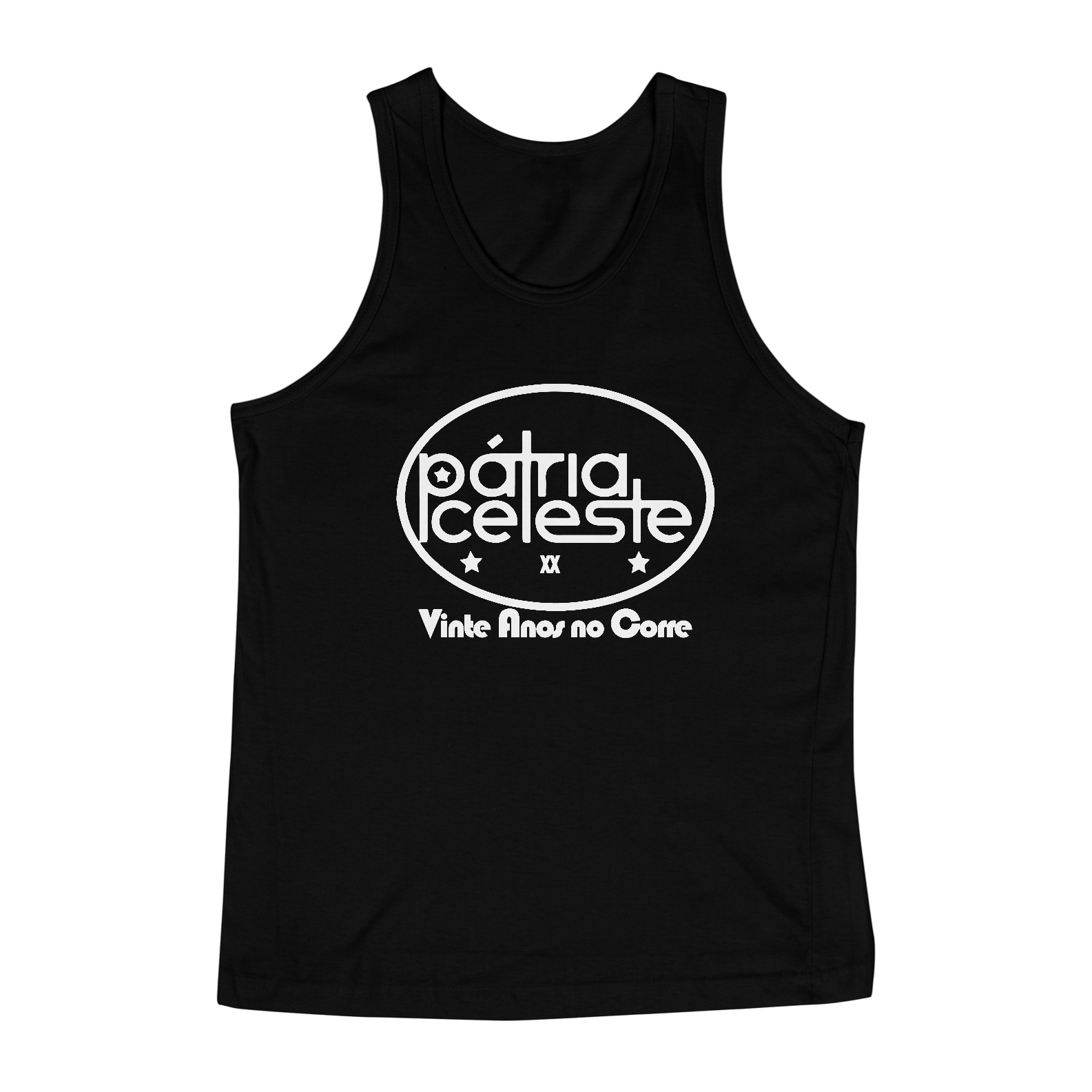 Nome do produto: Regata Pátria Celeste Vinte Anos no Corre (escura)