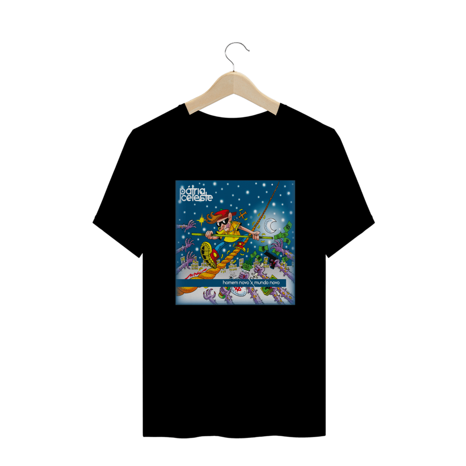 Nome do produto: Camiseta Pátria Celeste Homem Novo x Mundo Novo