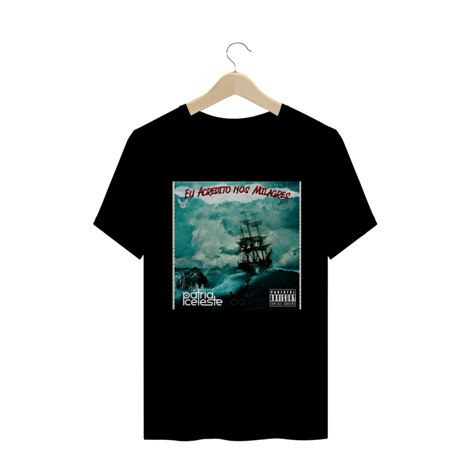 Nome do produto: Camiseta Pátria Celeste Eu Acredito nos Milages