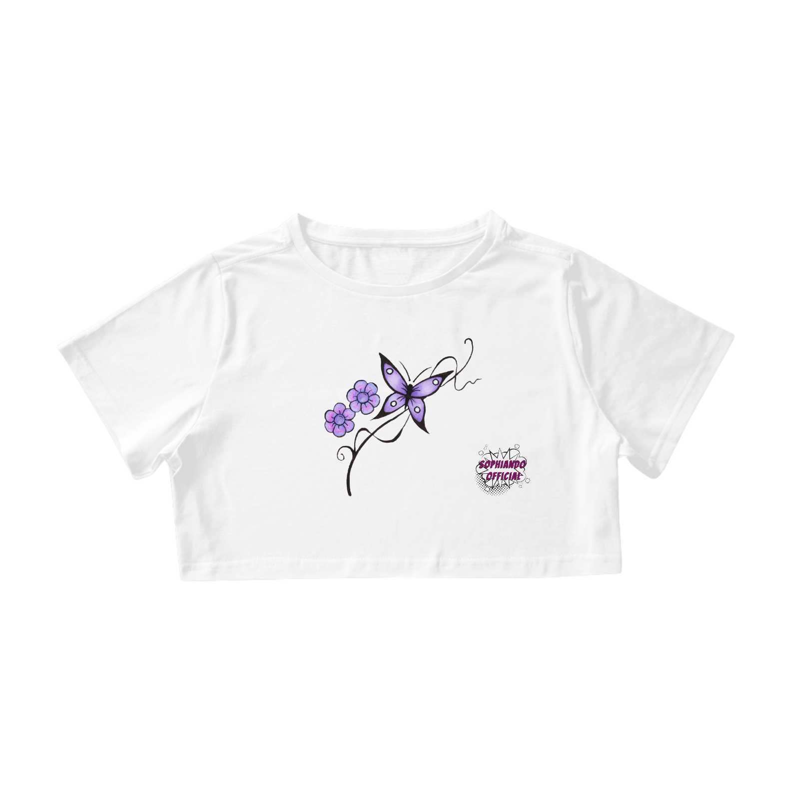 Nome do produto: Borboleta! Camisa Cropped Feminino