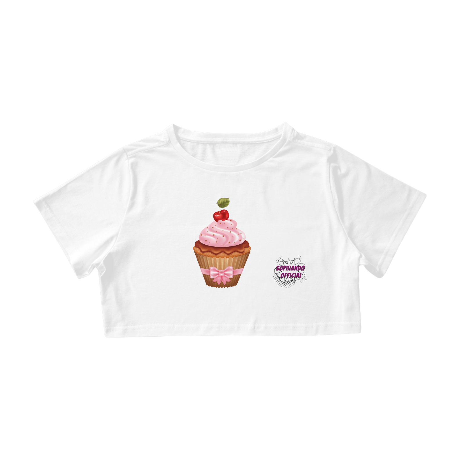 Nome do produto: Cupcake Cereja! Camisa Cropped Feminino