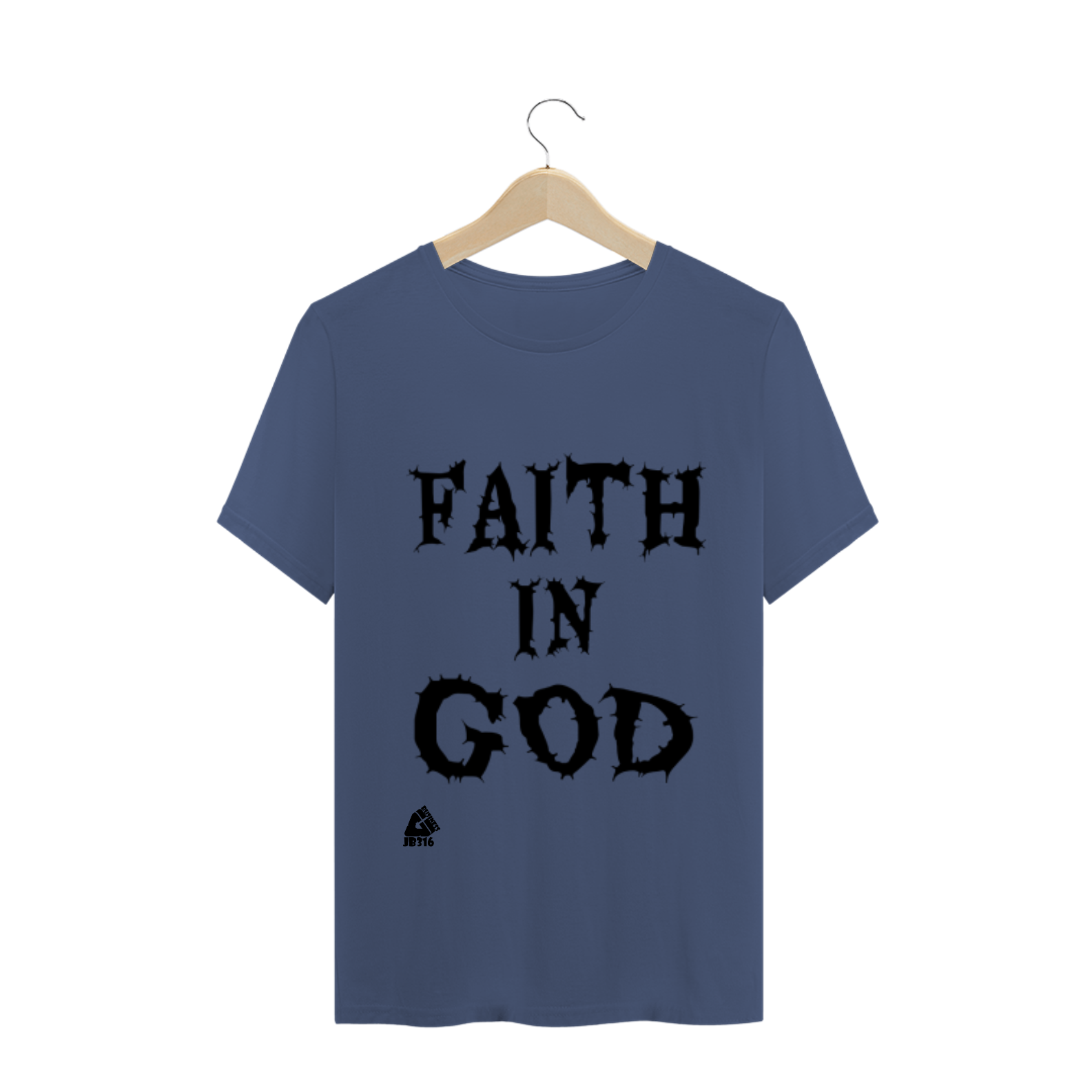 Nome do produto: CAMISETA MASCULINA ESTONADA FAITH IN GOD