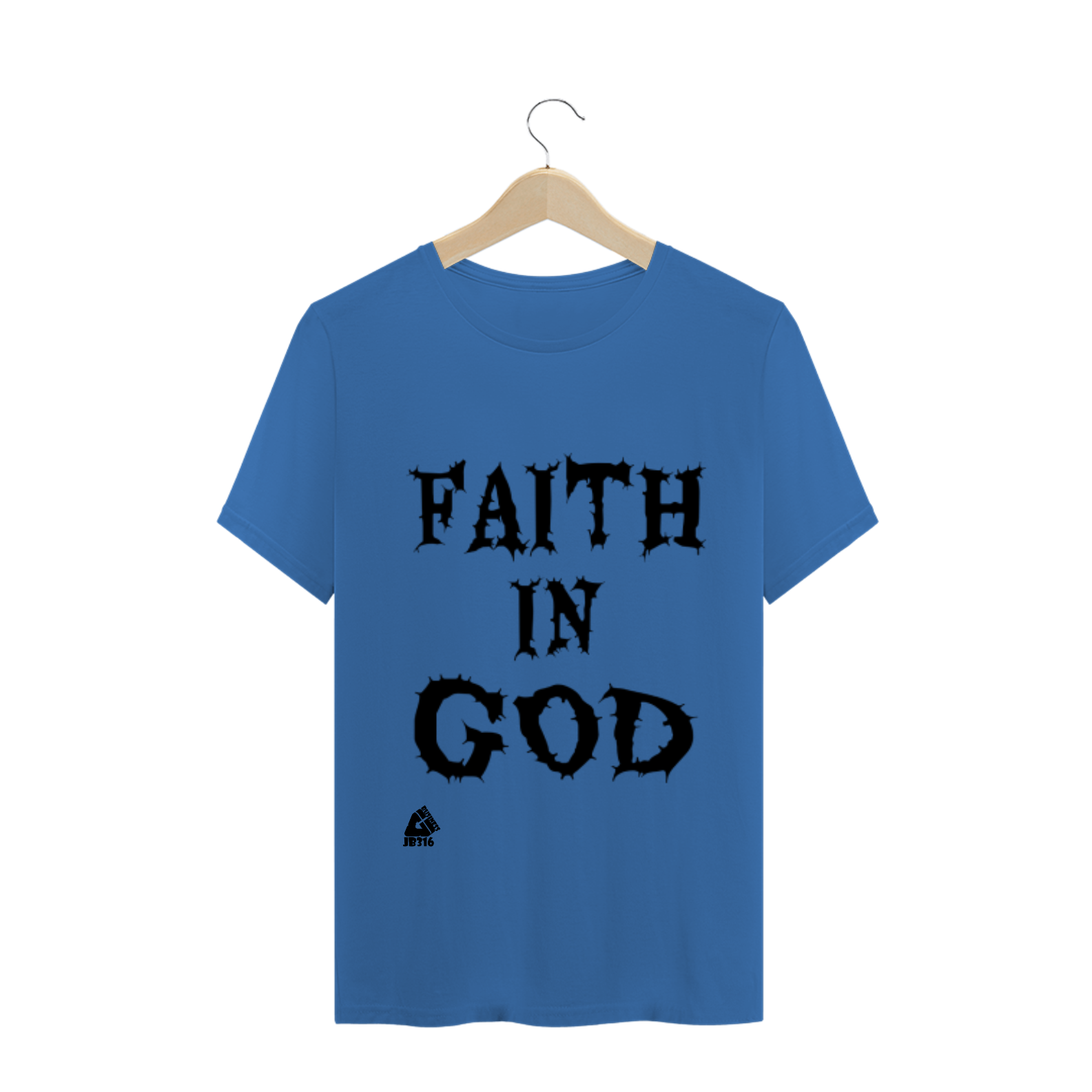 Nome do produto: CAMISETA MASCULINA ESTONADA FAITH IN GOD