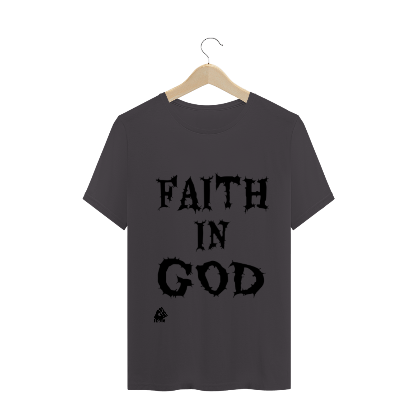 Nome do produto: CAMISETA MASCULINA ESTONADA FAITH IN GOD
