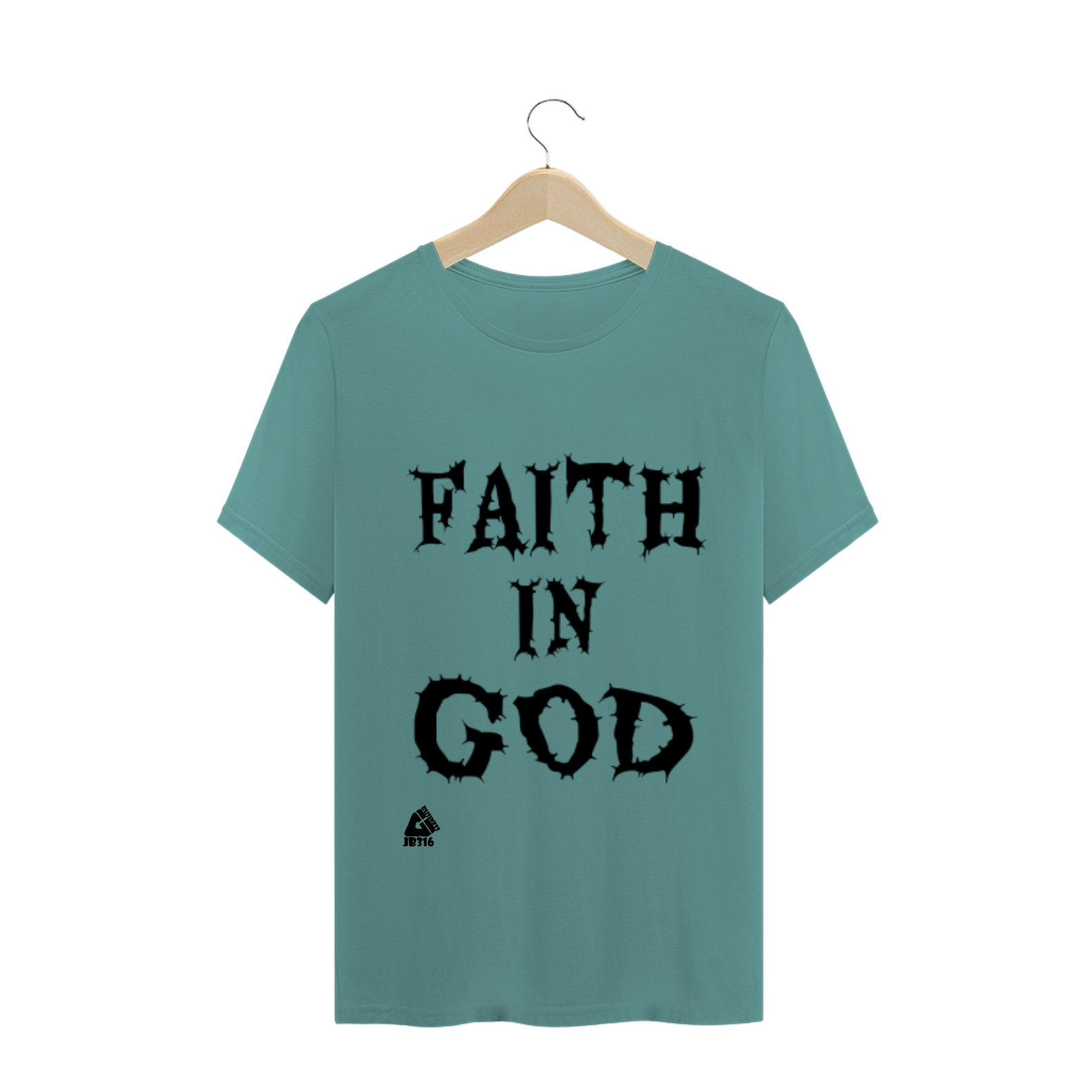 Nome do produto: CAMISETA MASCULINA ESTONADA FAITH IN GOD