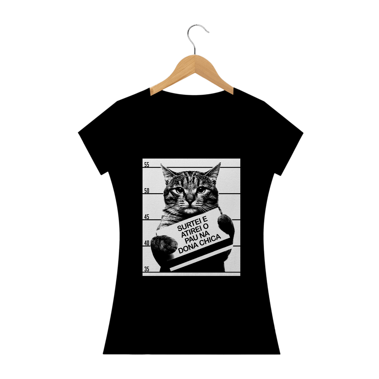 Nome do produto: Baby Look Feminina Gato Dona Chica