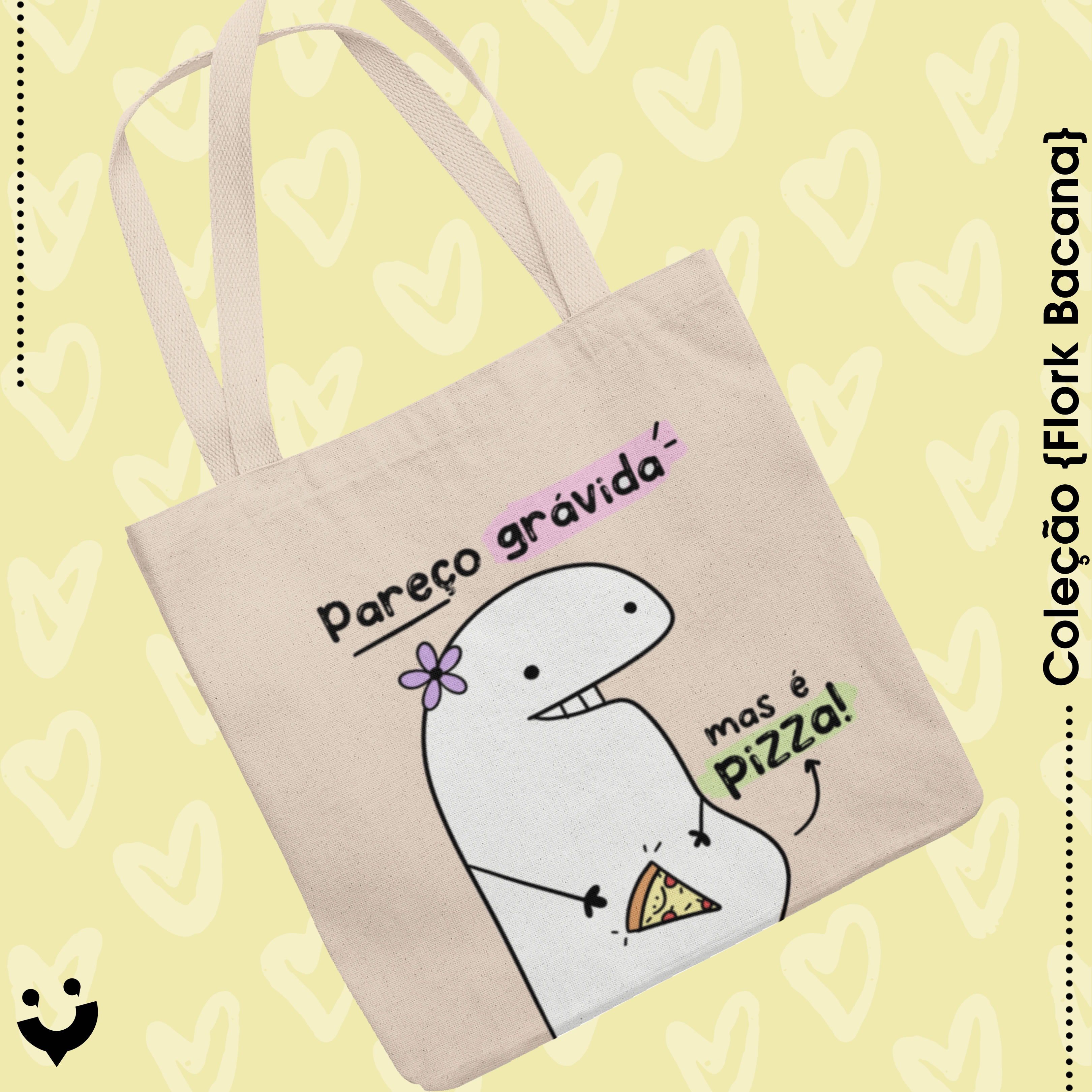 Nome do produto: {Coleção Flork Bacana} Bag Bacana Pareço grávida, mas é pizza!