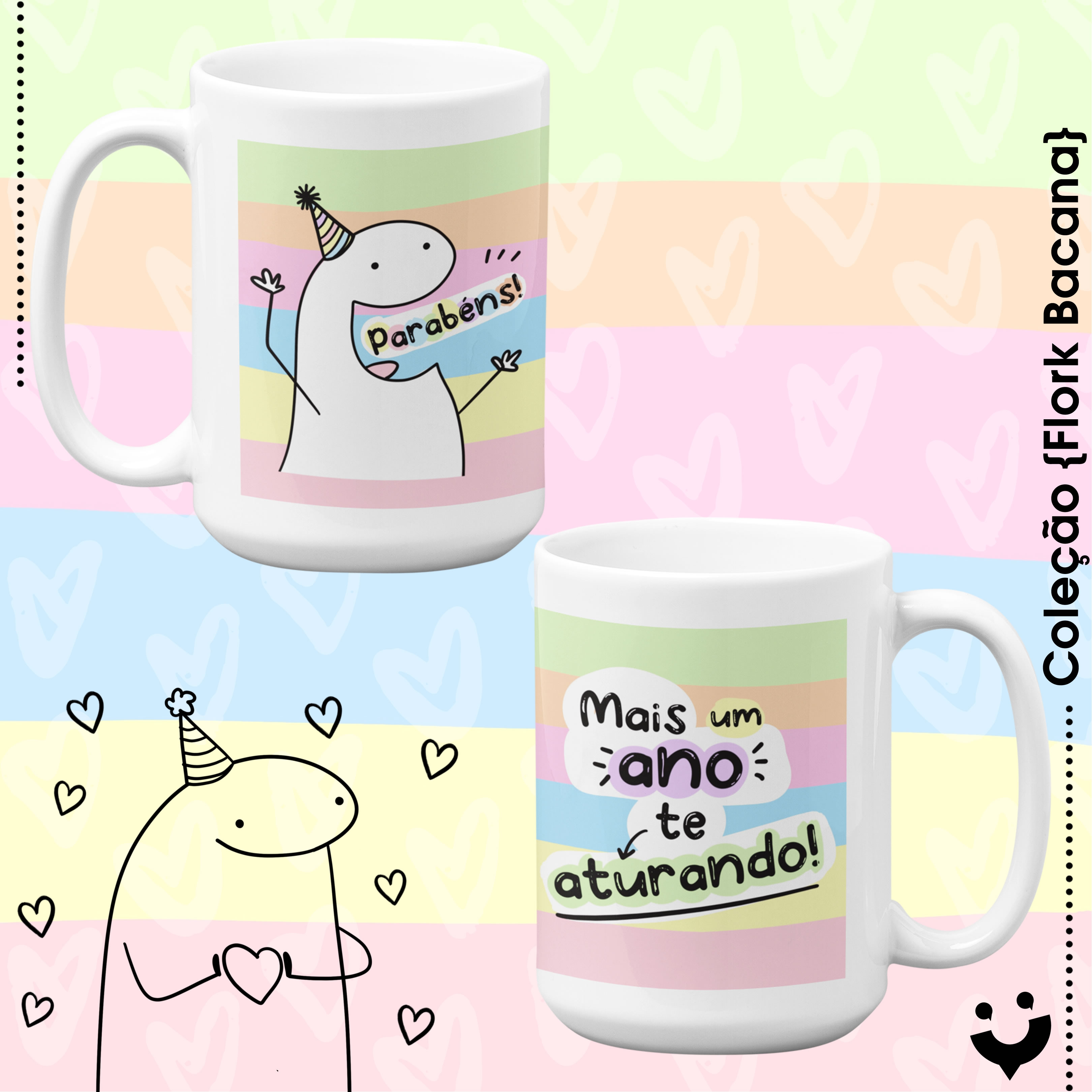 Nome do produto: {Coleção Flork Bacana} Caneca + um ano te aturando