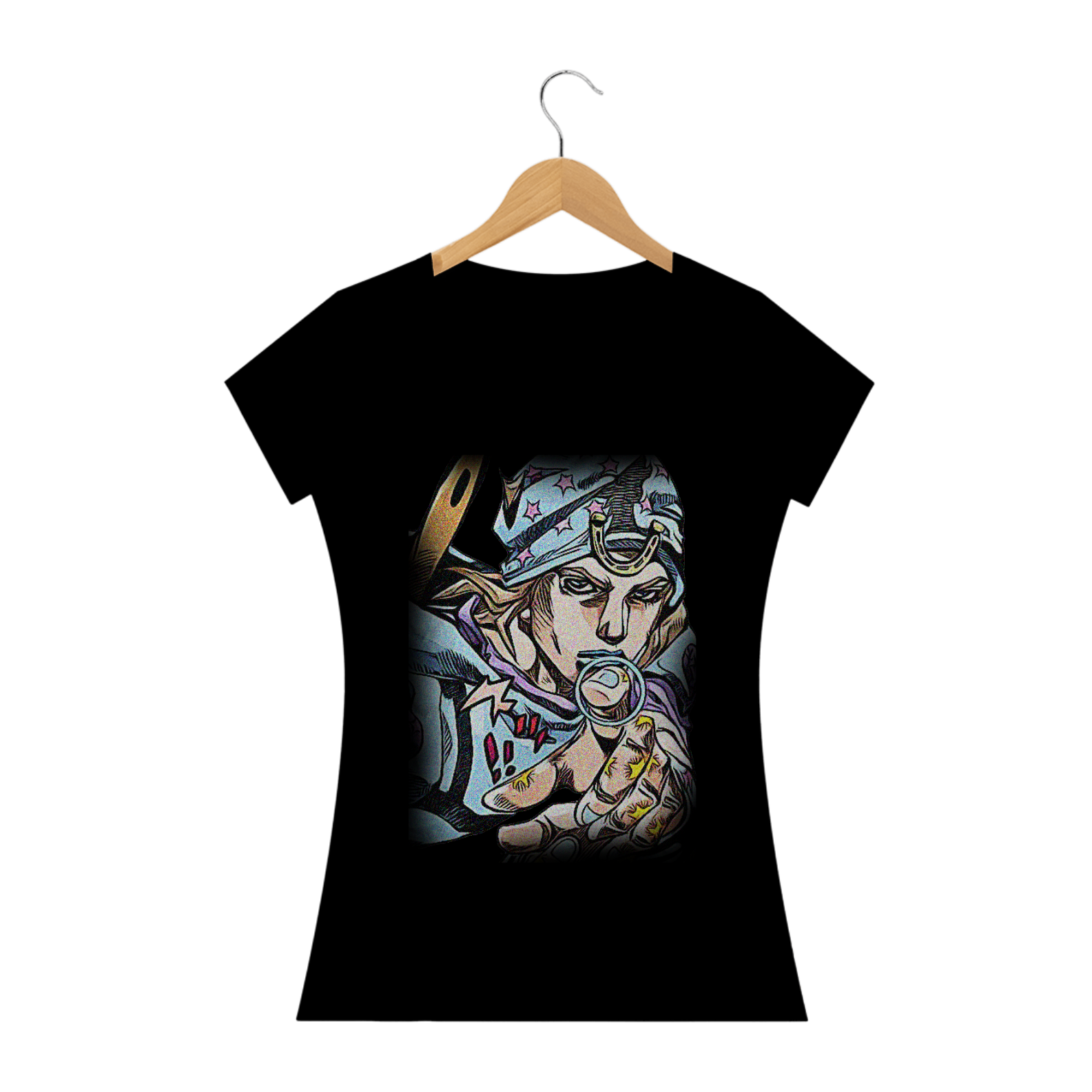 Nome do produto: Camiseta Babylook Johnny Joestar - Camiseta JoJo\'s Bizarre Adventure Part 7 - Steel Ball Run
